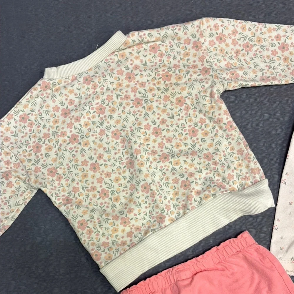 Carter's Coral Pink Pants with Floral Tops Set